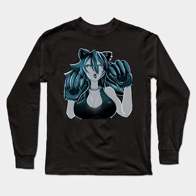 CatGirl Rawr! Ice Queen Edition Long Sleeve T-Shirt by Warspanker